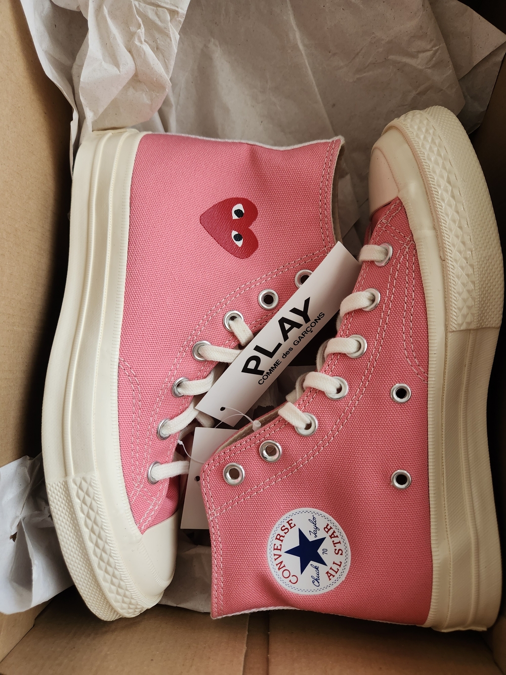 Comme des Garcons PLAY Pink High-Top Sneakers 4M (6W)